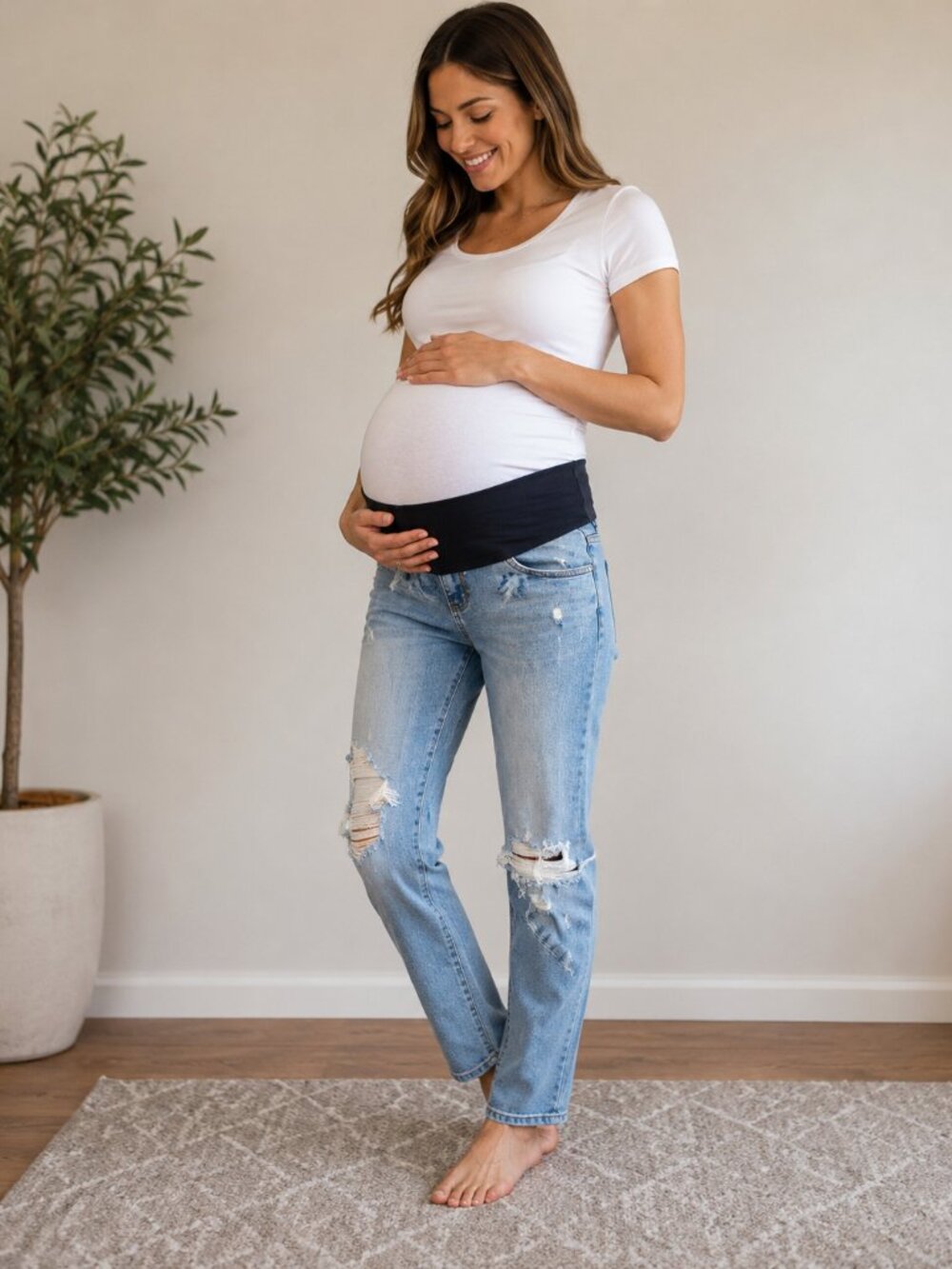 Old Navy Maternity Distressed Slim Straight Jeans Women’s Size 0 Short Light